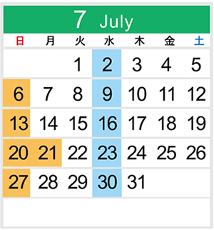 カレンダー7月